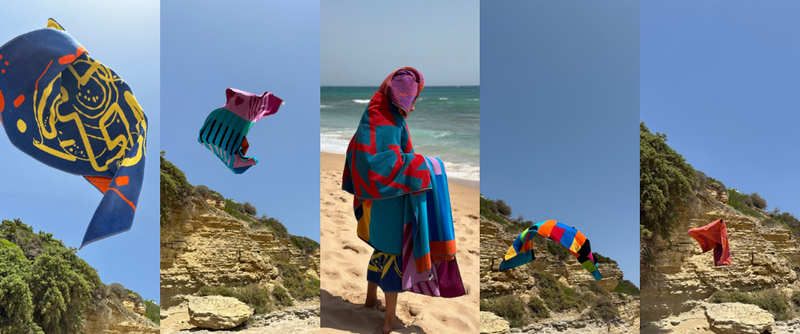 Neue Künstler*innen Frottee Strandtuch Kollektion 2024
