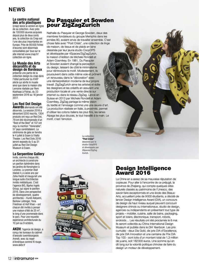 Intramuros International Design Magazine x ZigZagZurich - Du Pasquier et Sowden pour ZigZagZurich