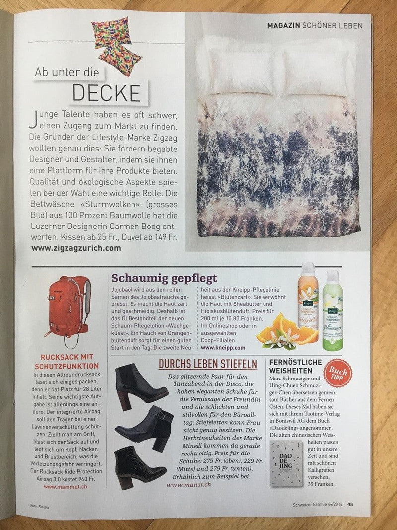Schweizer Familie x ZigZagZurich - Literie Stormclouds de Carmen Boog