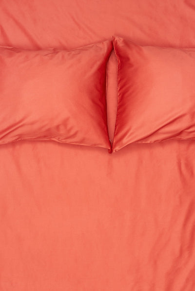 Egyptian Cotton Sateen Bedding in Coral Color
