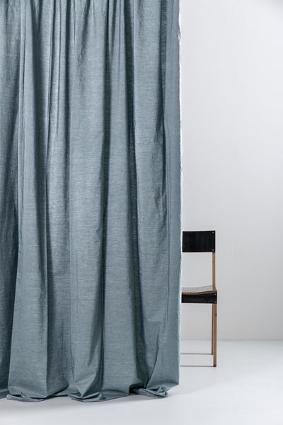 Vintage Vorhänge aus Ägyptischer Baumwolle in Metallische Blau