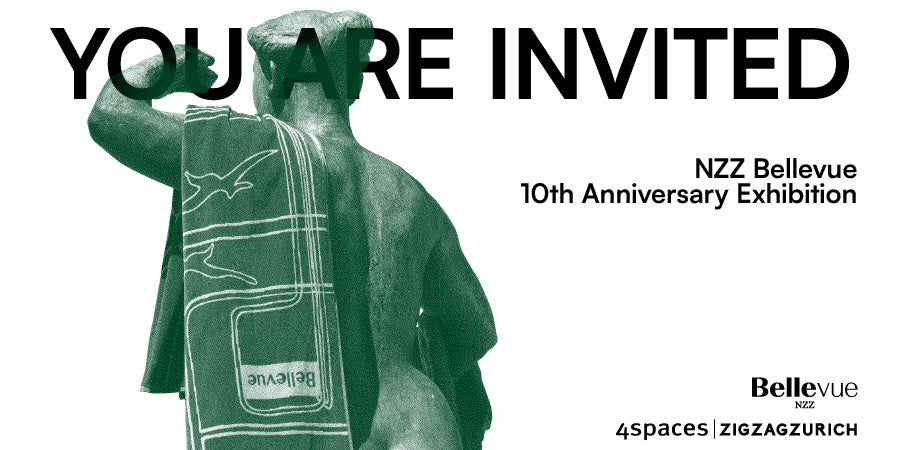 Vous êtes invité(e). Exposition du 10e anniversaire de NZZ Bellevue. Bellevue NZZ, 4spaces et ZigZagZurich.
