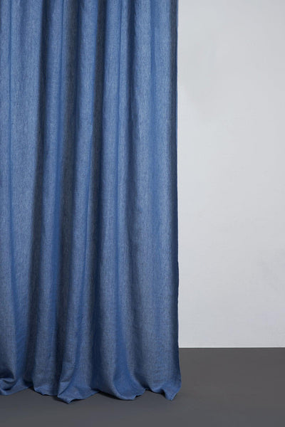 Rideaux en lin délavé bicolore couleur denim