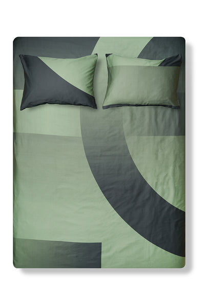 Artist Bedding "Bedtime Tangents Nightly Green" by Dario Cortese-ZigZagZurich