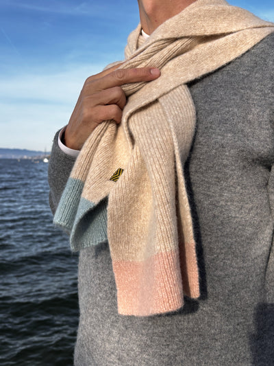 Écharpe en laine d'alpaga « Trio Colore » - Crème Rose