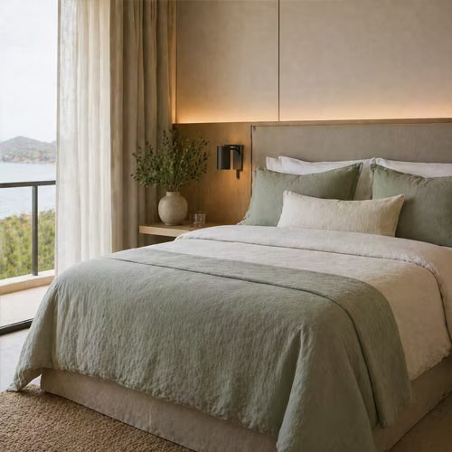 Hotel room bedding