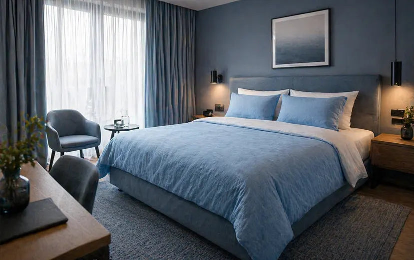 Hotelbett mit hochwertiger Bettwaesche