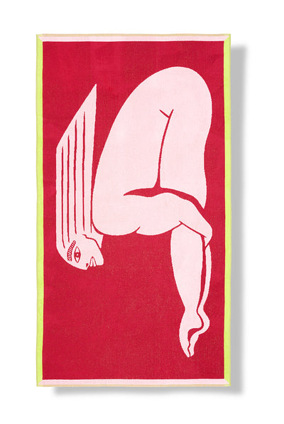 Beach Towel “THE DIVER” by Jeanne Decasper - XL 100% Cotton