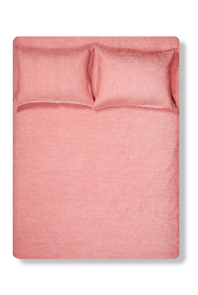 Linen Bedding Two Tone Stonewashed in Coral Red